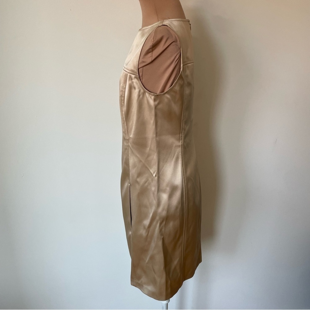 Ralph Lauren Black Label Silk Satin Gold Beige Sleeveless Shift Dress EUC Sz 2 - Picture 4 of 12